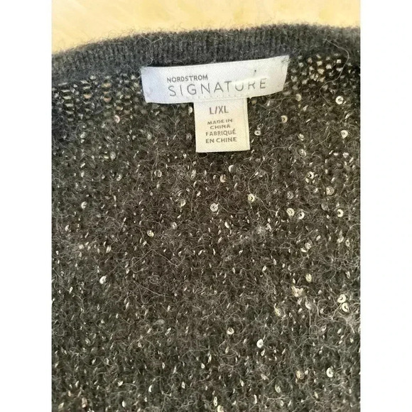 Nordstrom Signature Sequin Open Front Cardigan - Picture 2 of 6